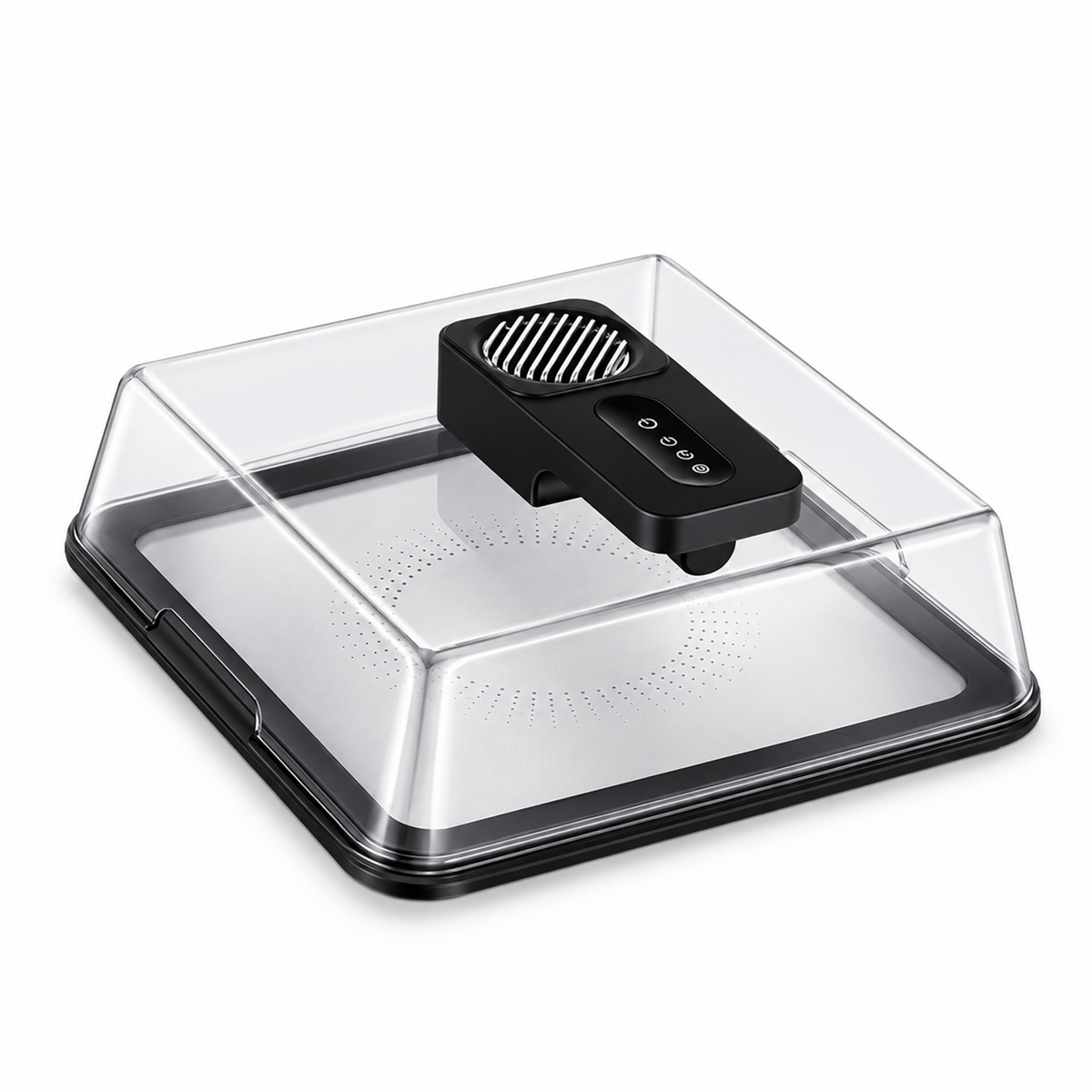 Electric Countertop Food Defrosting Box with Clear Cover and Metal Drain Tray