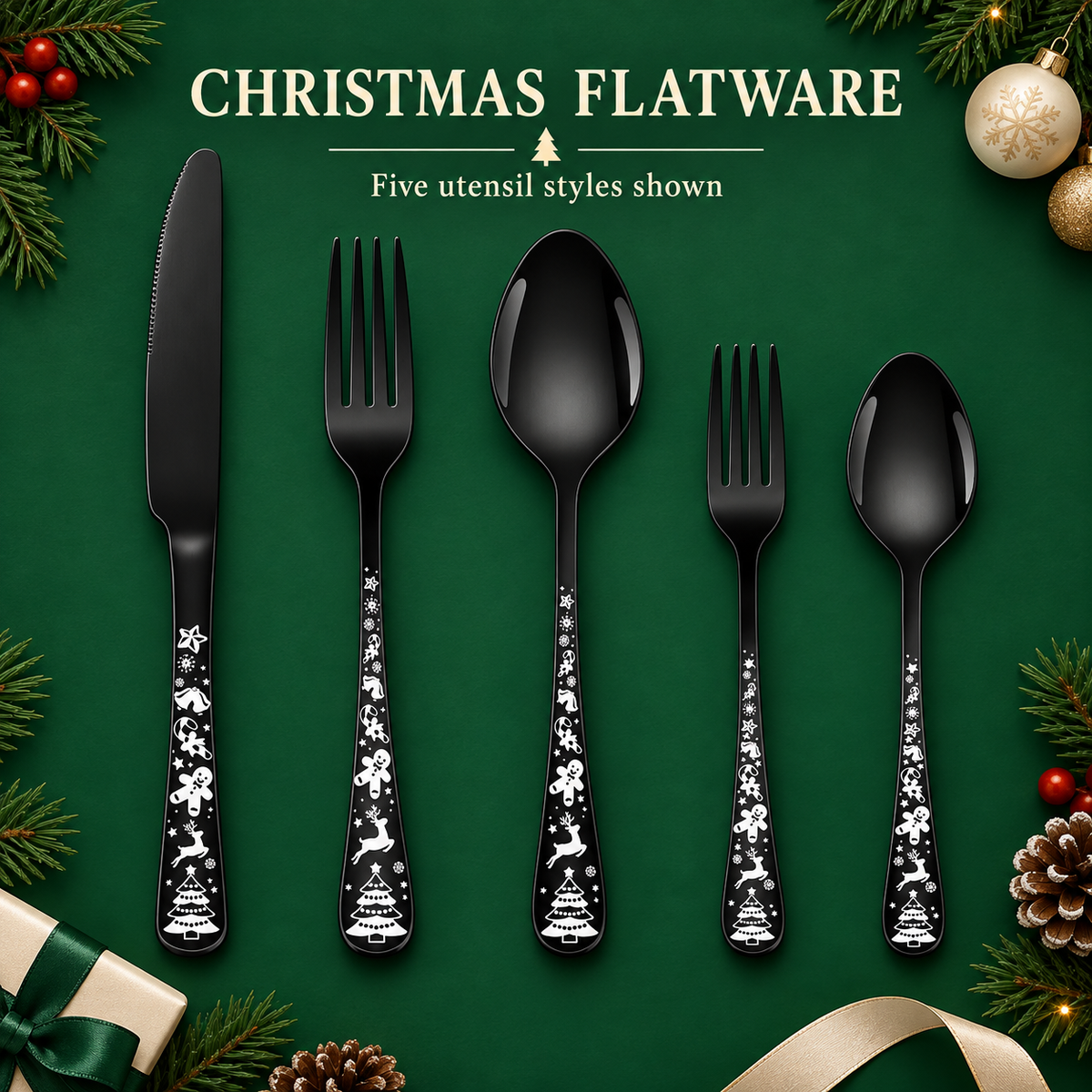 FLORAL-PATTERN FLATWARE 20 pieces of tableware