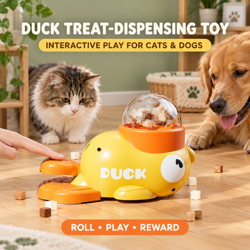 Yellow Duck Interactive Treat-Dispensing Toy for Cats and Dogs