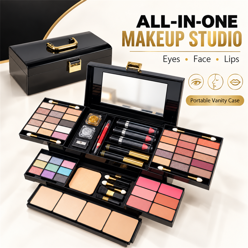 All-in-One Multi-Layer Makeup Kit with Portable Vanity Case