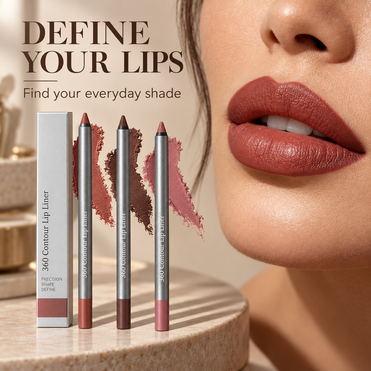 360 Contour Lip Liner Pencil, Precision Lip Definer for Shaping and Filling, Available in Multiple Shades, 1 Count