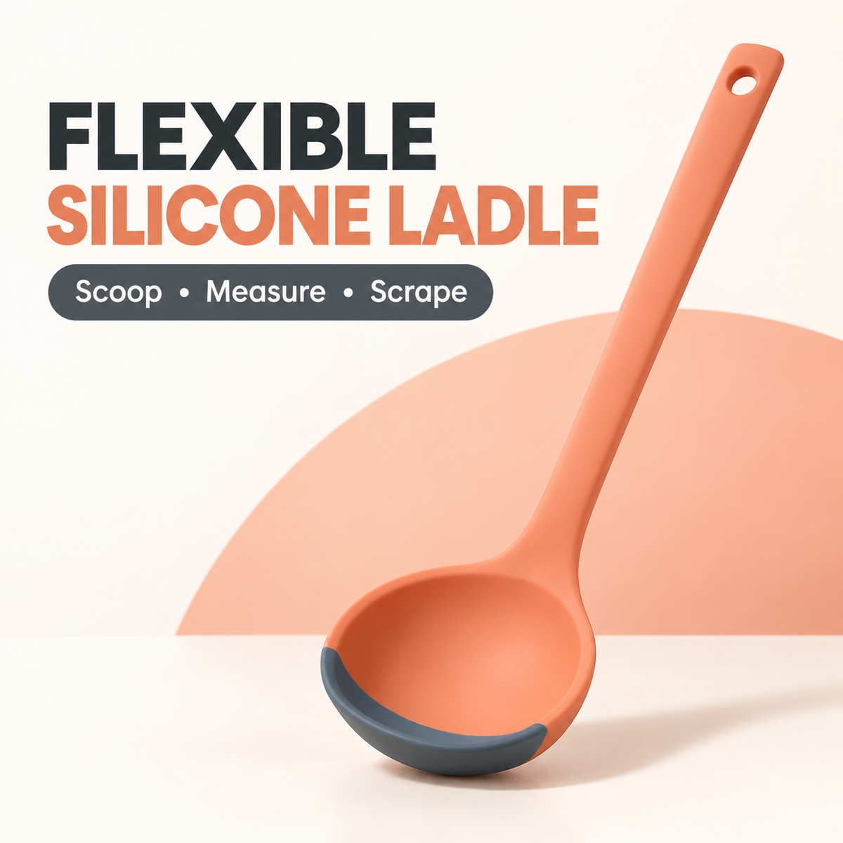 Flexible Silicone Ladle with Scraping Edge