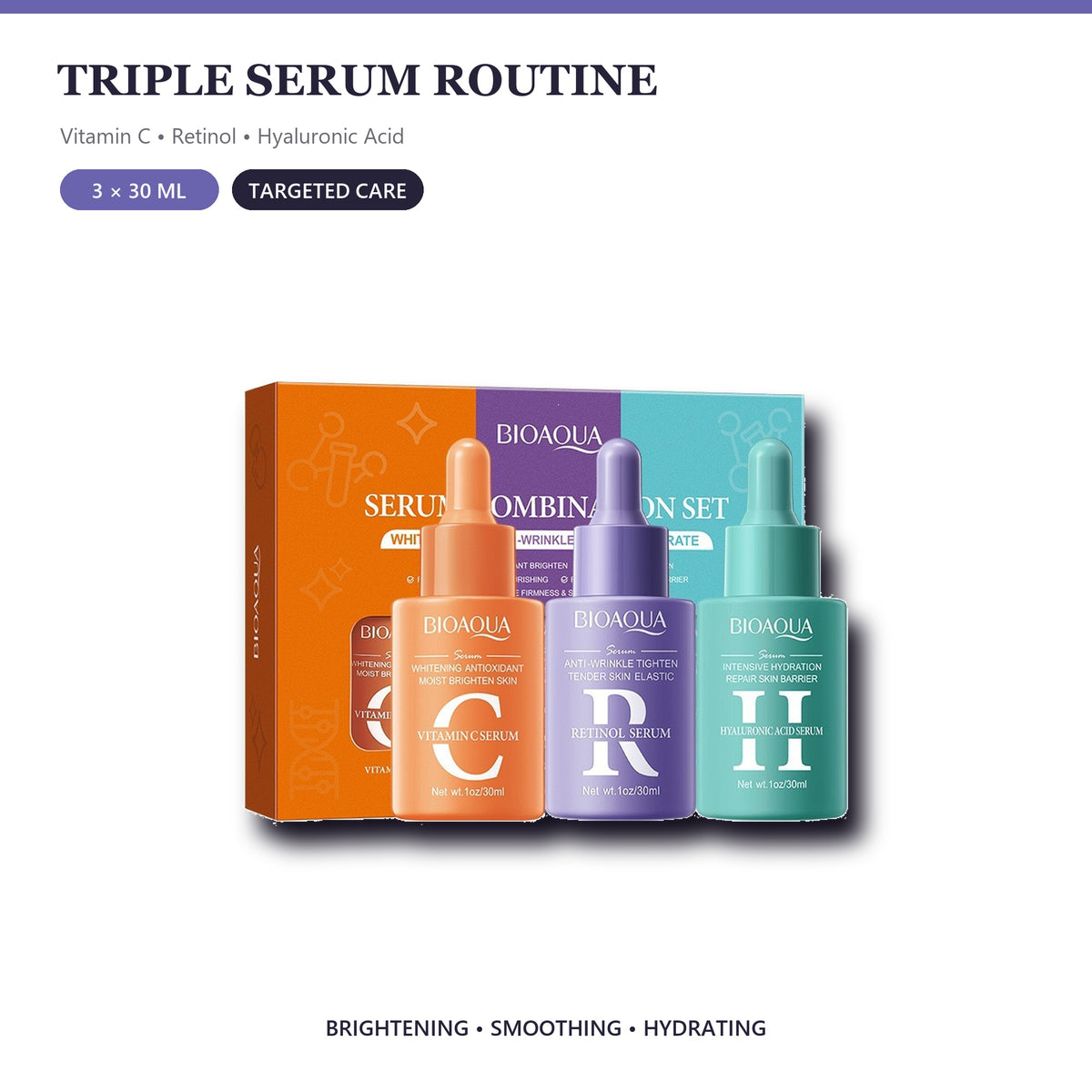 3-Piece Facial Serum Combination Set, 30 ml Each — Choose Your Serum Trio