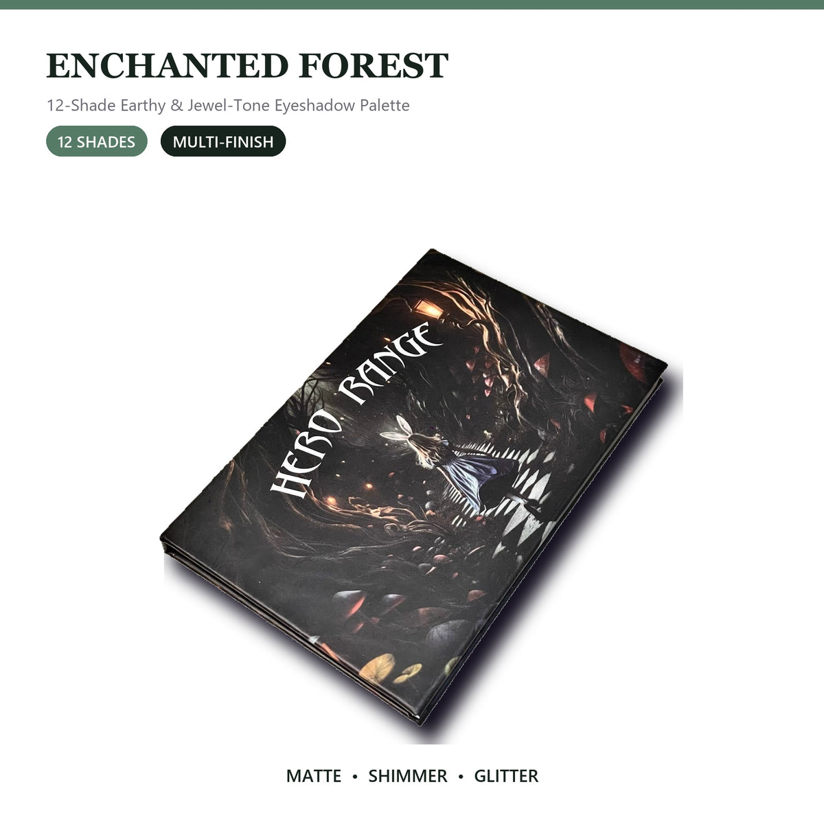 Enchanted Forest 12-Shade Multi-Finish Eyeshadow Palette – Earthy Green, Burgundy, Antique Gold and Jewel-Tone Colors with Mirror