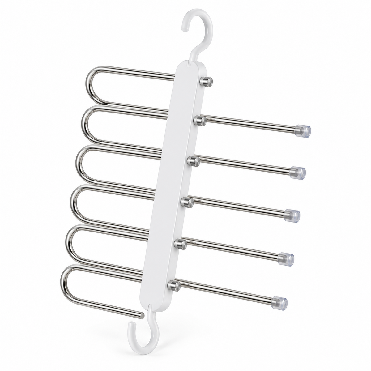 6-Tier Swing-Arm Pants Hanger with Dual Hooks – Space-Saving Closet Organizer for Trousers, Scarves, Ties and Towels