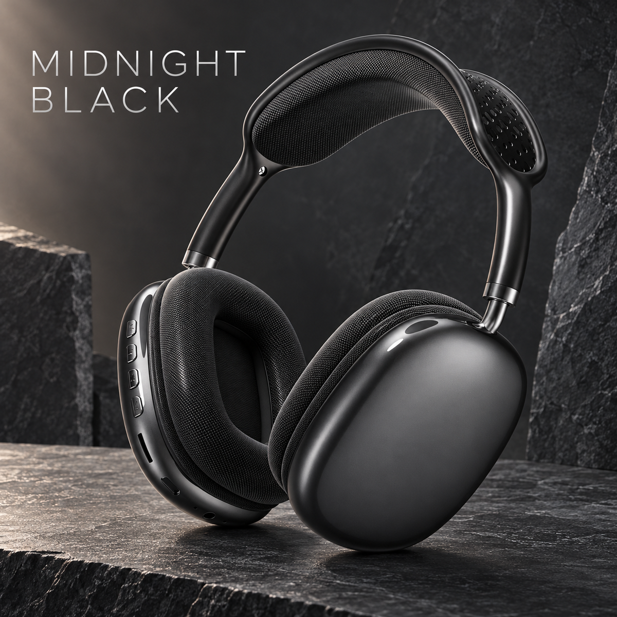 Wireless Over-Ear Headphones with Cushioned Ear Pads and Mesh Headband — Midnight Black / Pearl White