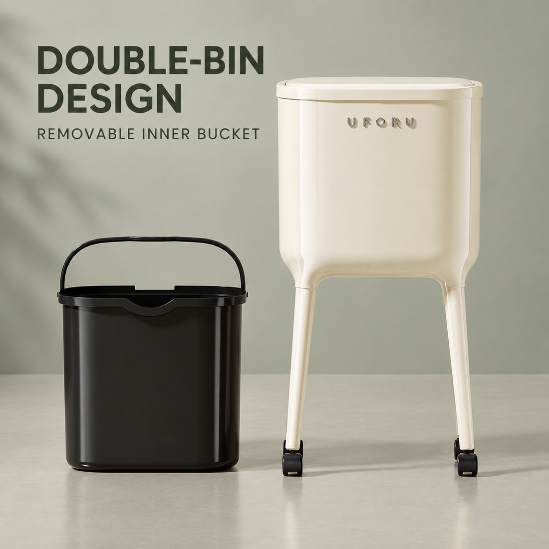 UFORU 16 L Raised Rolling Kitchen Bin