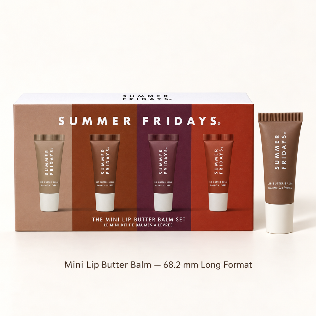 Mini Lip Butter Balm Set, Tinted Lip Moisturizer Gift Set, Portable Lip Care Collection with 68.2 mm Long and 54.7 mm Short Tube Formats
