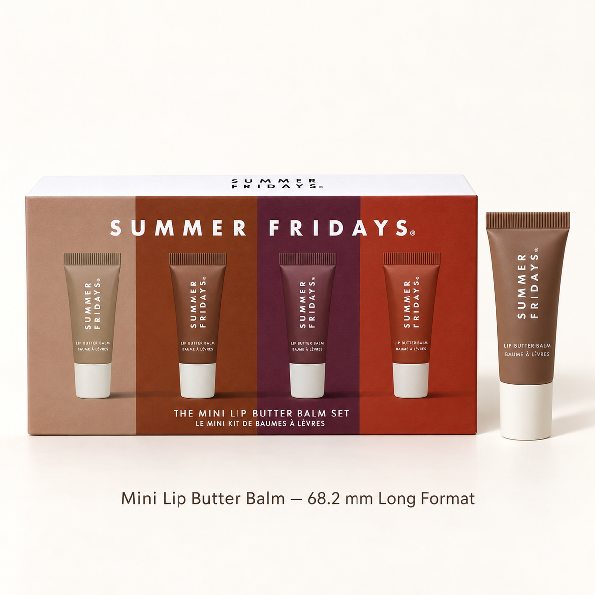 Mini Lip Butter Balm Set, Tinted Lip Moisturizer Gift Set, Portable Lip Care Collection with 68.2 mm Long and 54.7 mm Short Tube Formats