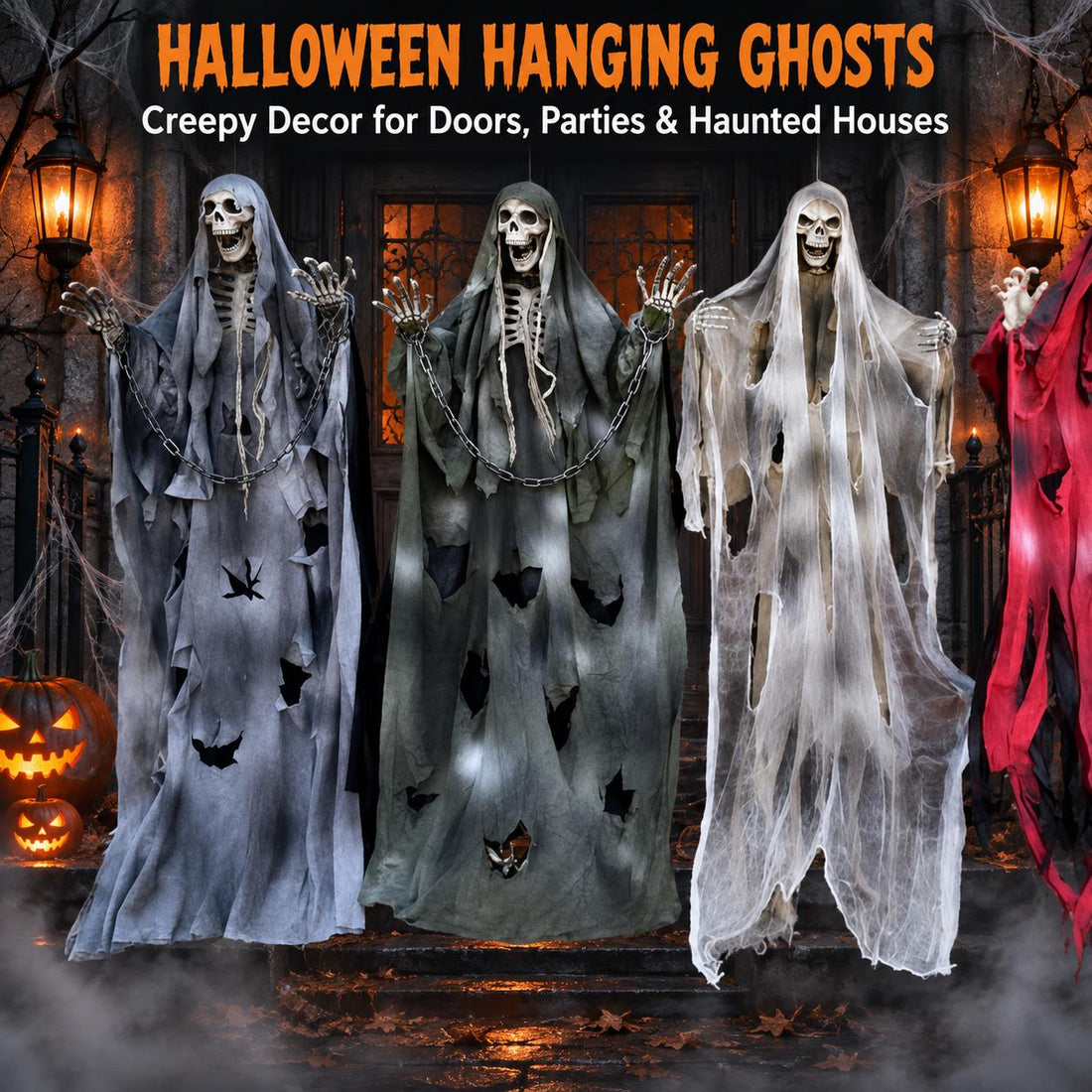 Halloween hanging ghost door curtain skull ghost hanging haunted house decoration props