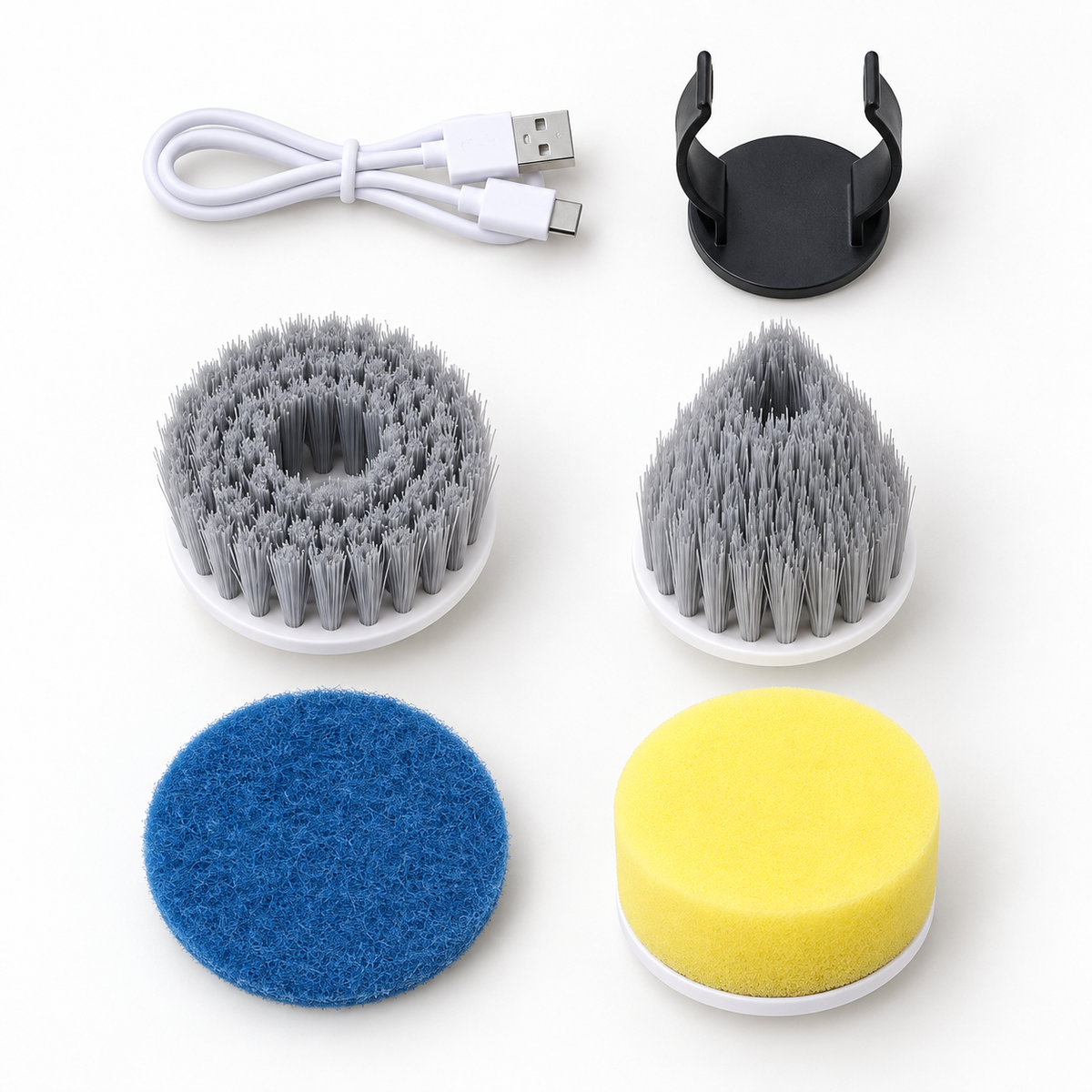 Rechargeable Handheld Electric Cleaning Brush with 6 Bonus Accessories – Interchangeable Scrub Heads for Home, Sink, Tile and Shoe Care