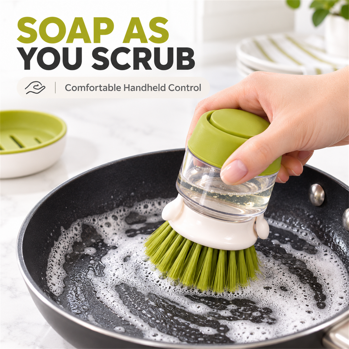 Press-Top Soap Dispensing Scrub Brush