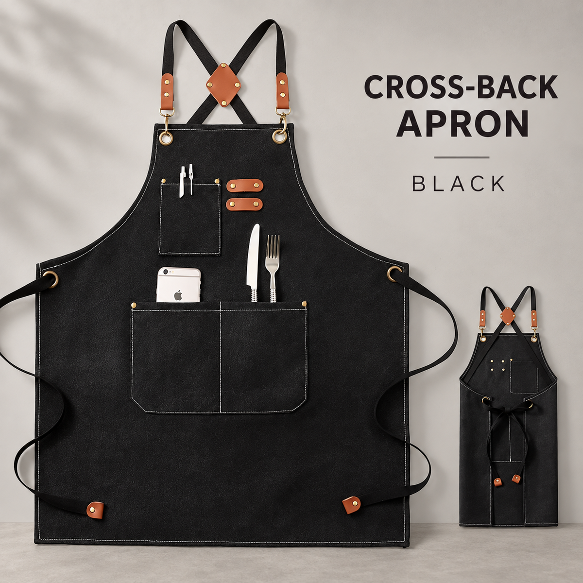Cross-Back Multi-Pocket Apron