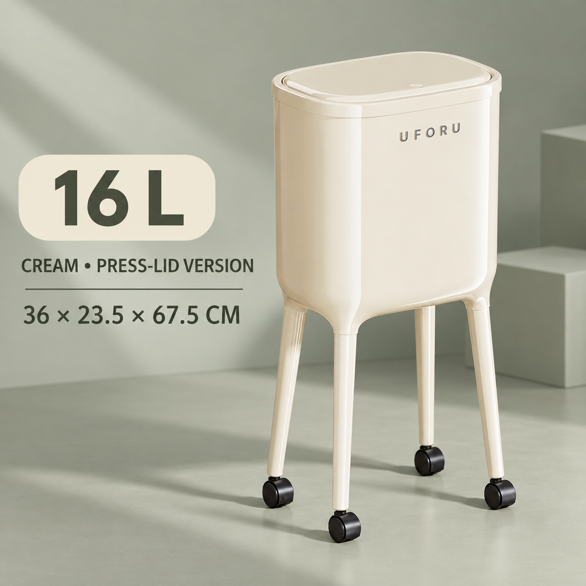 UFORU 16 L Raised Rolling Kitchen Bin