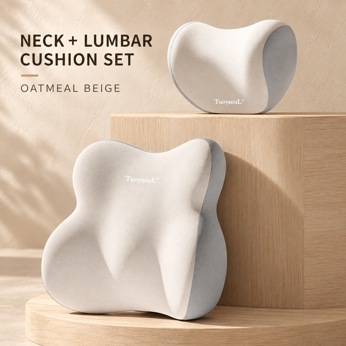 Contoured Car Neck and Lumbar Cushion Set