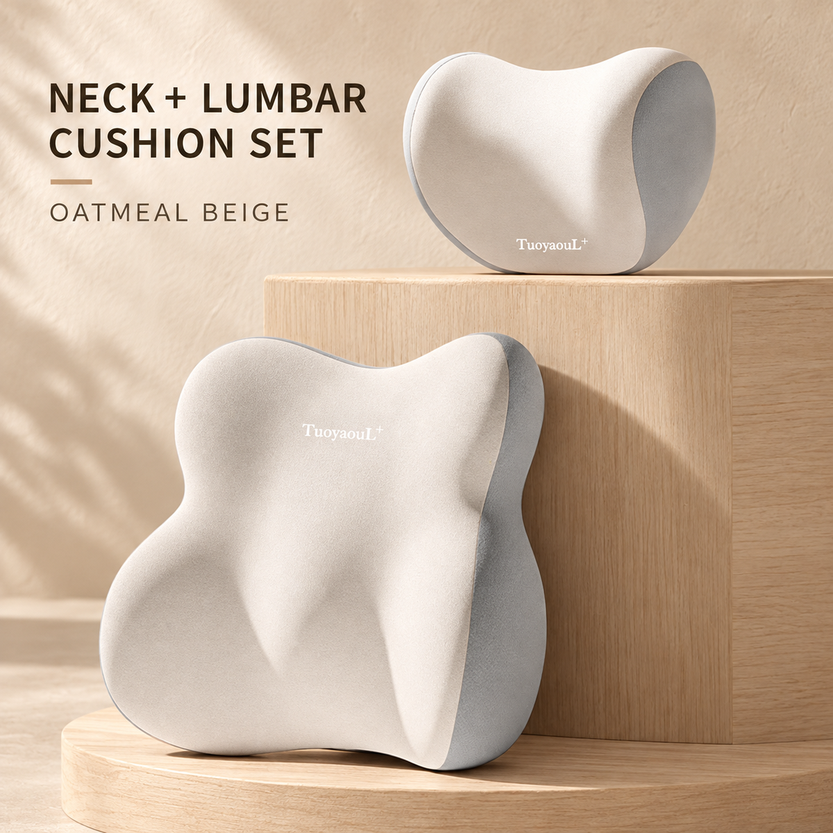 Contoured Car Neck and Lumbar Cushion Set