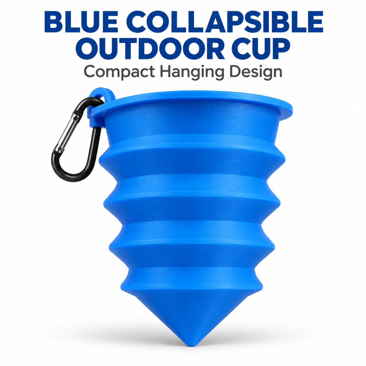 Collapsible Silicone Outdoor Cup, Portable Hanging Travel Container with Clip and Folding Accordion Design, Compact Camping Beach and Hiking Essential