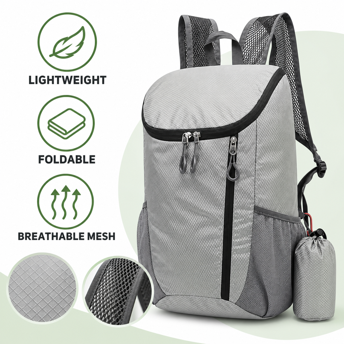 Lightweight Foldable Hiking Backpack with Storage Pouch