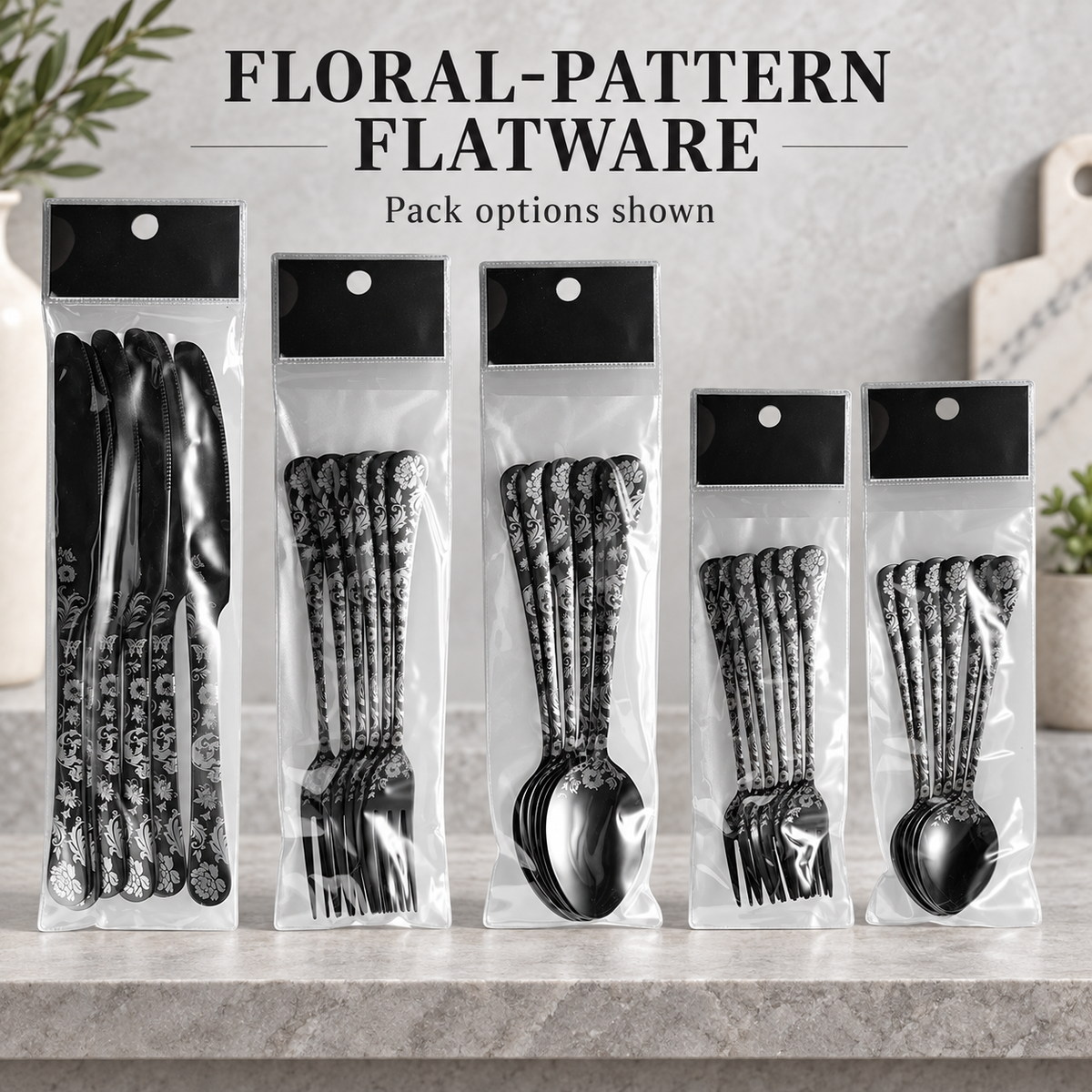 FLORAL-PATTERN FLATWARE 20 pieces of tableware