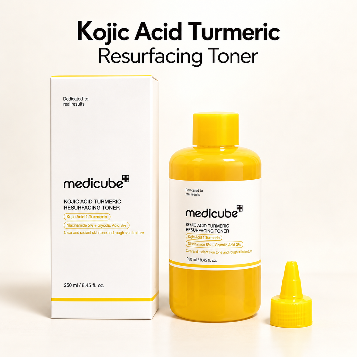 Kojic Acid Turmeric Resurfacing Toner, Brightening Face Toner with Niacinamide and Glycolic Acid, Lightweight Hydrating Exfoliating Toner, 8.45 fl oz (250 mL)