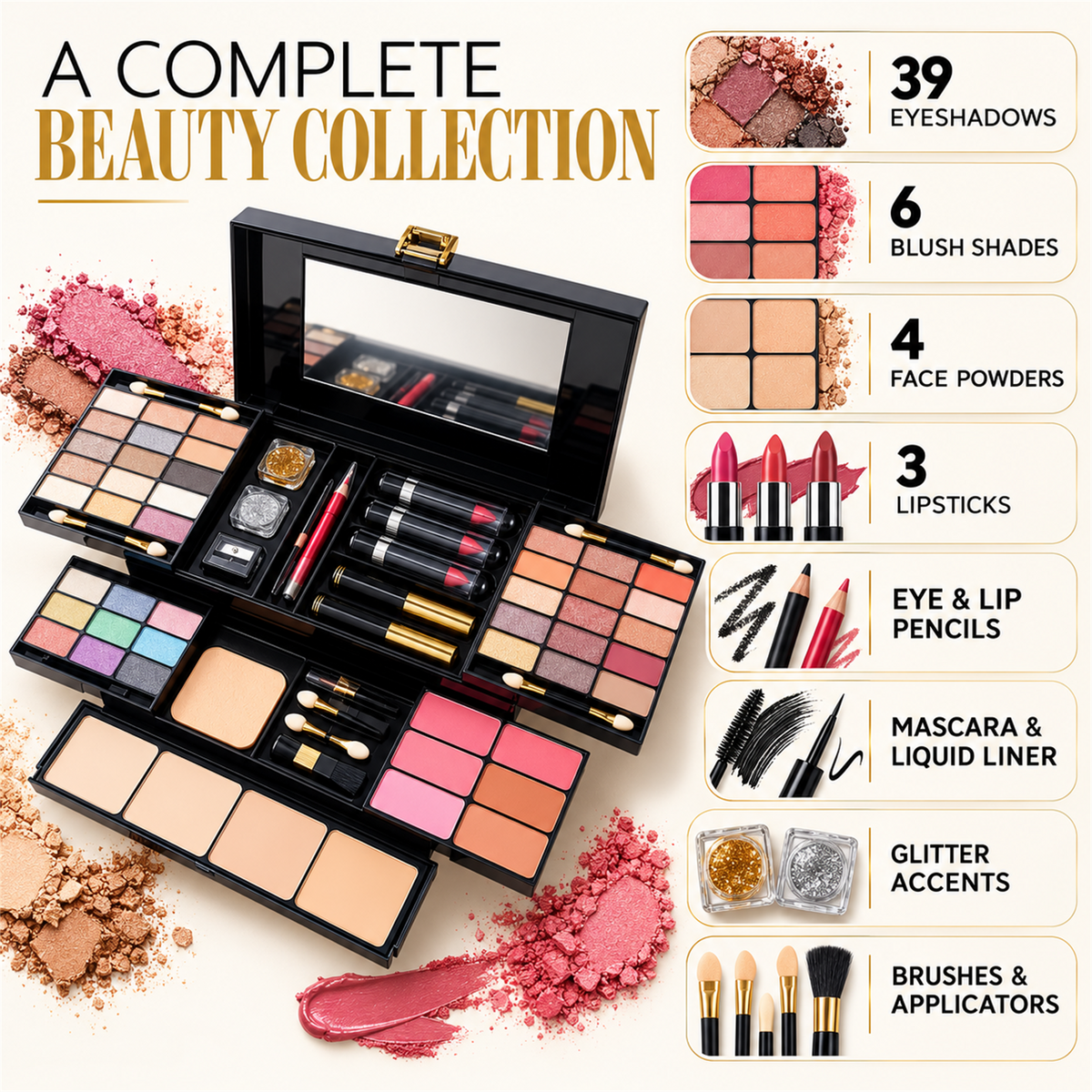 All-in-One Multi-Layer Makeup Kit with Portable Vanity Case