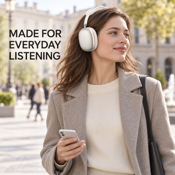 Wireless Over-Ear Headphones with Cushioned Ear Pads and Mesh Headband — Midnight Black / Pearl White