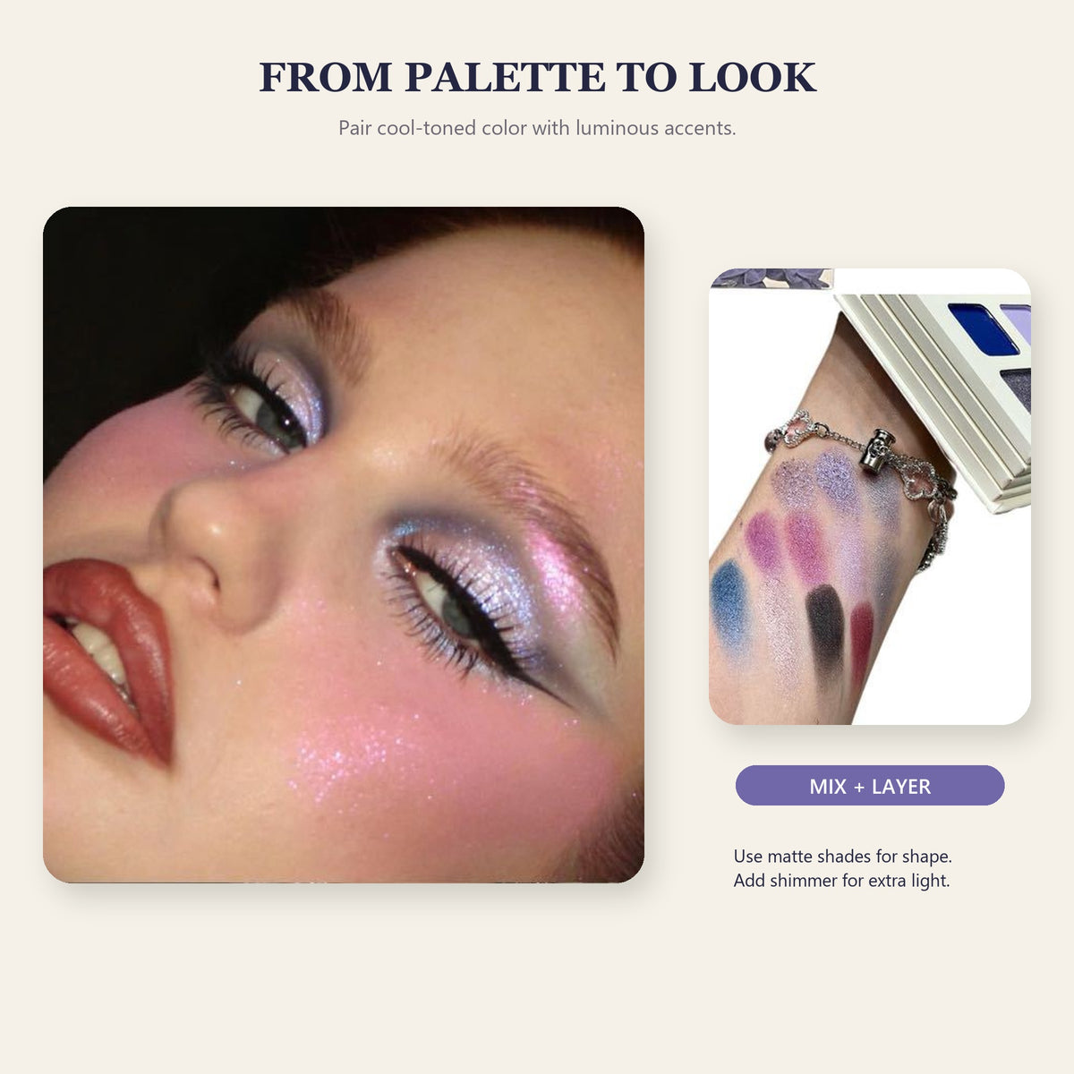 HERORANGE Celestial Lavender All-in-One Multi-Page Makeup Book Palette – Eyeshadow, Face & Lip Color Collection