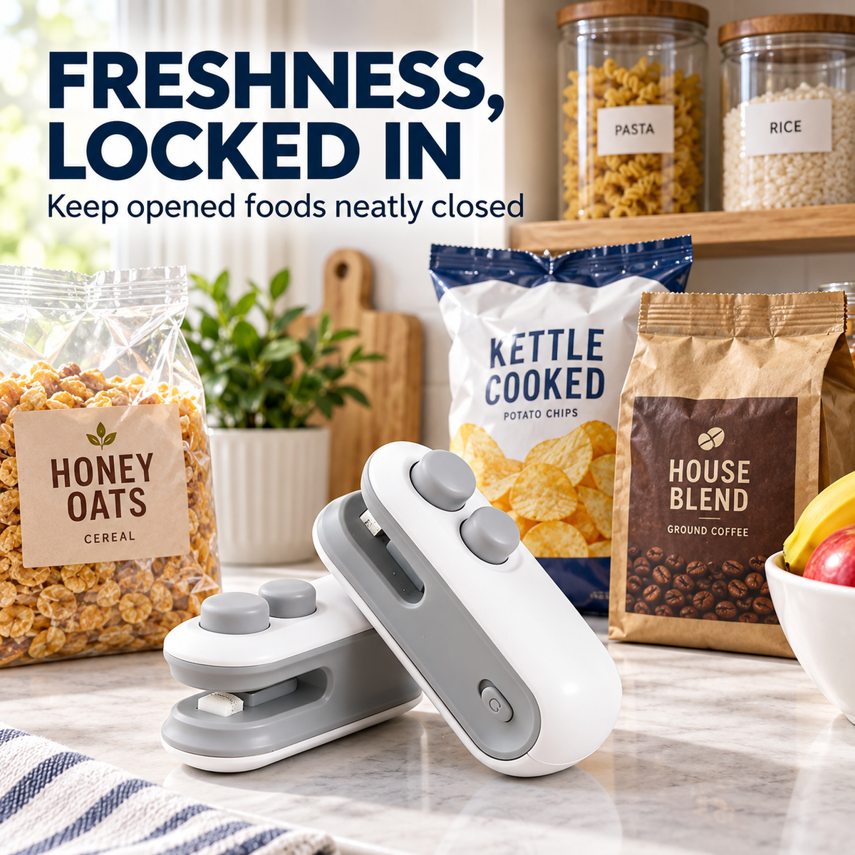 Mini Heat Bag Sealer and Cutter, Portable Handheld Snack Bag Sealing Machine with Built-In Cutter, USB Type-C Rechargeable, White or Blue