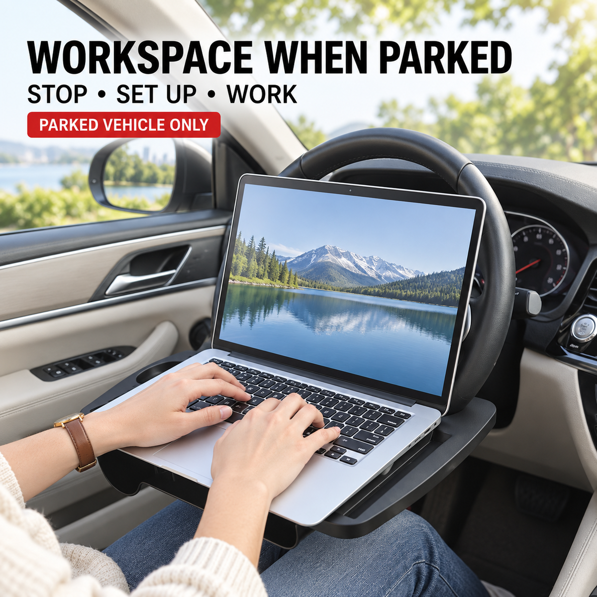 Steering Wheel Tray for Parked Vehicles