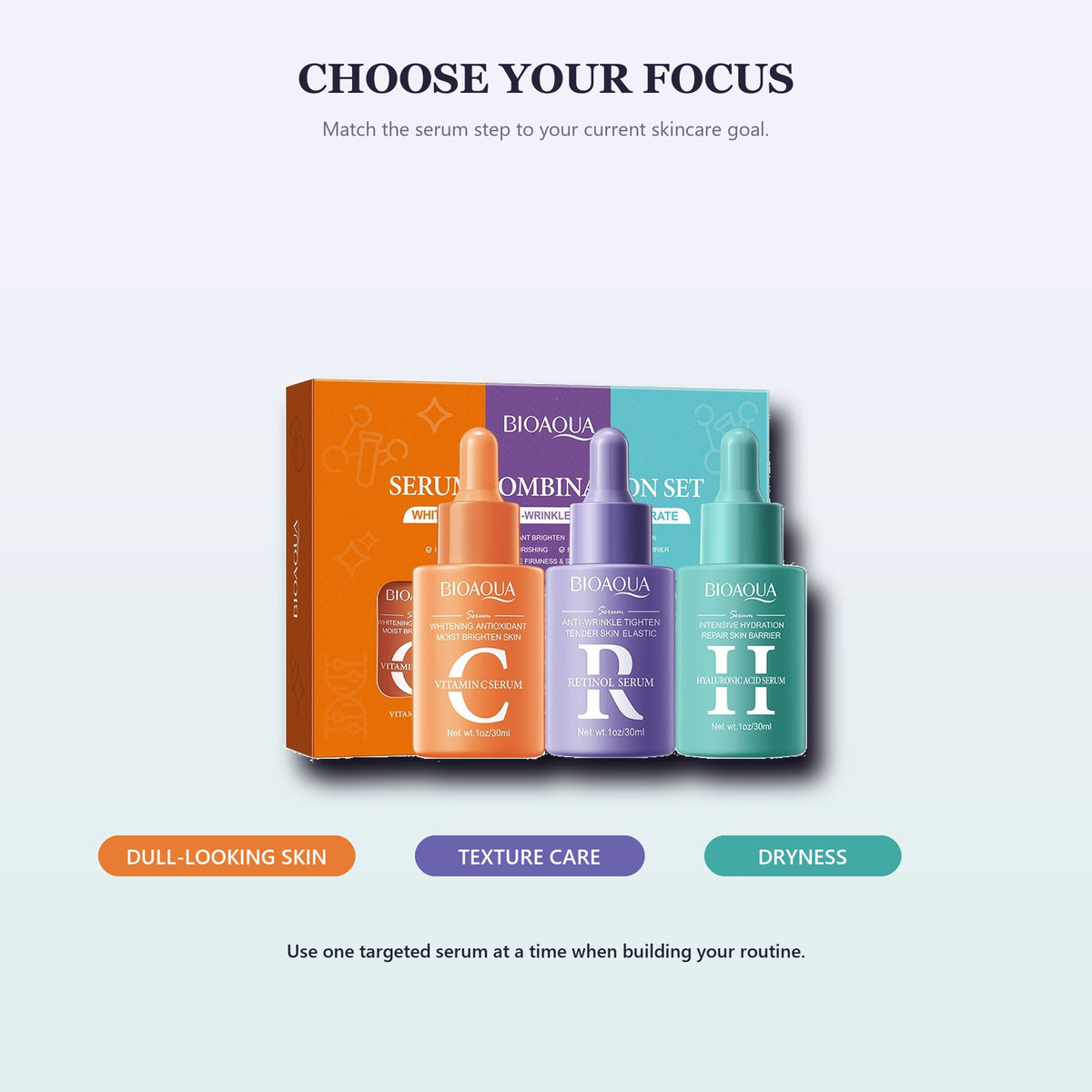 3-Piece Facial Serum Combination Set, 30 ml Each — Choose Your Serum Trio