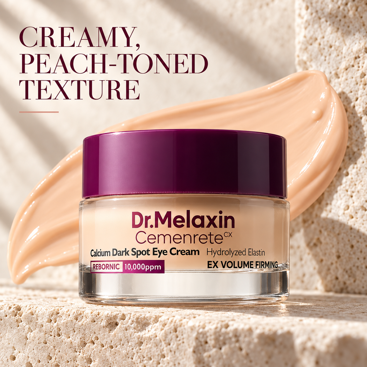Calcium Dark Spot Eye Cream, Peach-Tinted Under-Eye Cream with Niacinamide, Calcium Gluconate & Hydrolyzed Elastin, 15 g (0.52 oz)