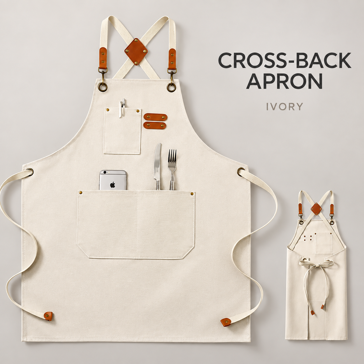 Cross-Back Multi-Pocket Apron