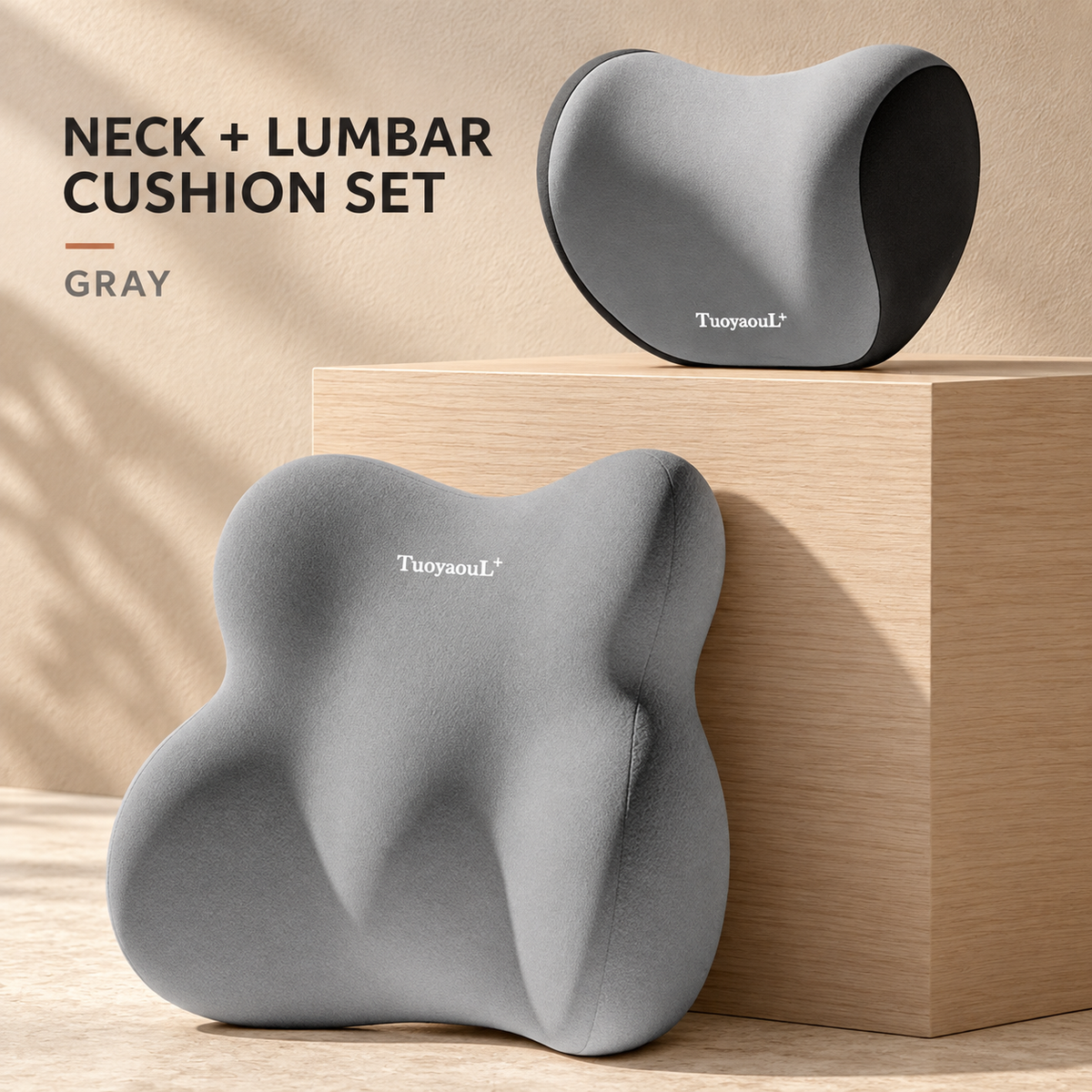 Contoured Car Neck and Lumbar Cushion Set