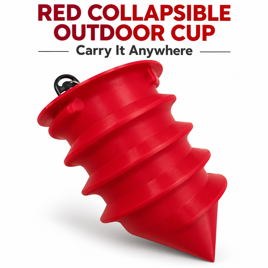Collapsible Silicone Outdoor Cup, Portable Hanging Travel Container with Clip and Folding Accordion Design, Compact Camping Beach and Hiking Essential