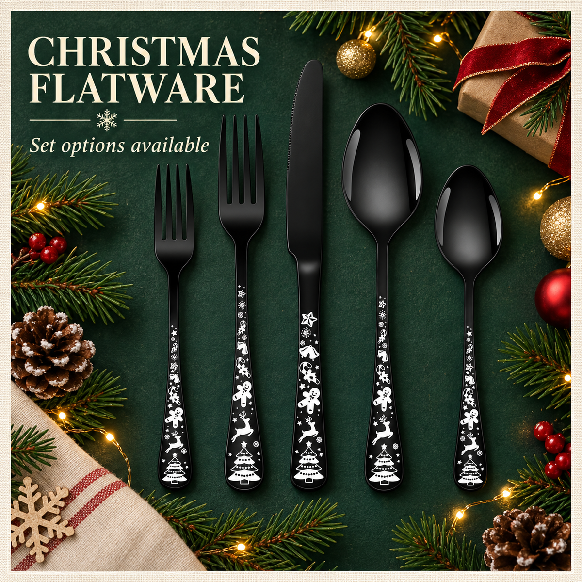 FLORAL-PATTERN FLATWARE 20 pieces of tableware