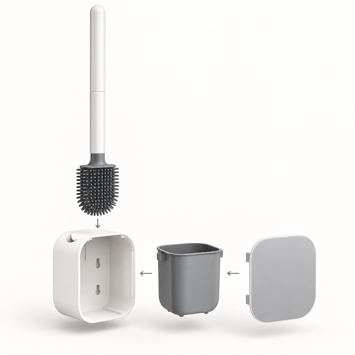 No-Drill Wall-Mounted Toilet Brush with Holder