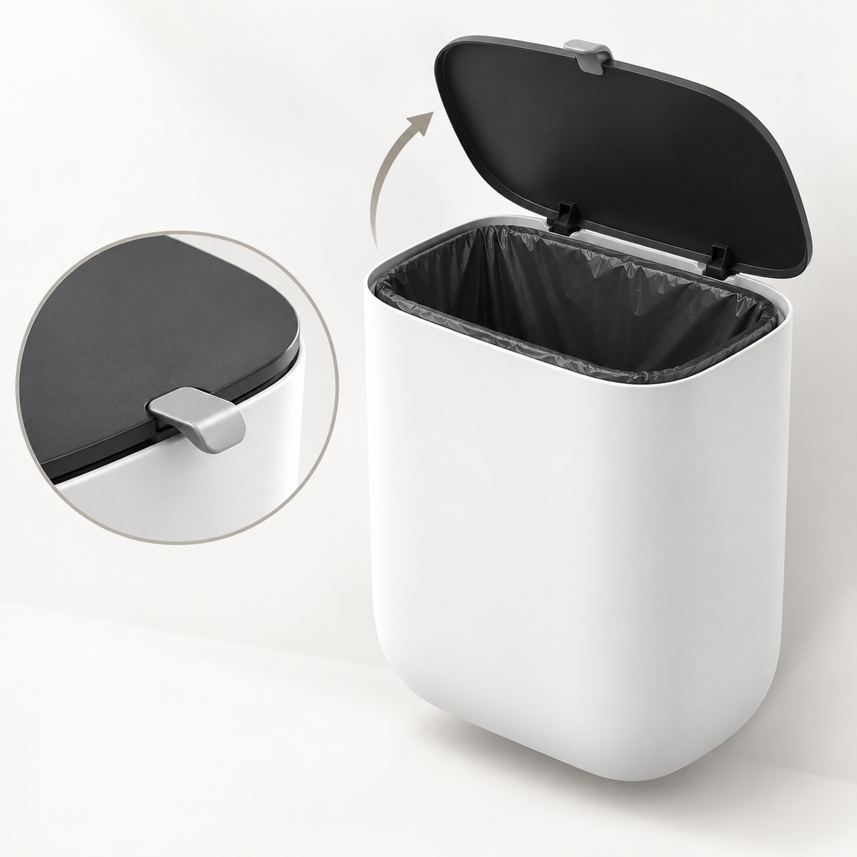 No-Drill Wall-Mounted Trash Bin with Lid
