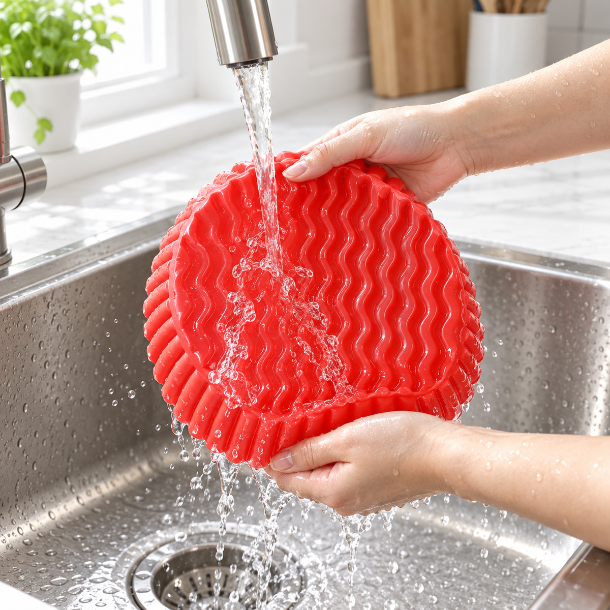 Reusable Silicone Air Fryer Liners, Food-Grade Air Fryer Basket Inserts with Raised Drainage Ribs, Heat-Resistant Nonstick Cooking Pots, Easy-Clean Accessories for Roasting, Baking and Reheating
