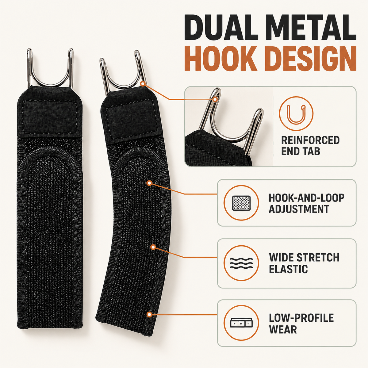 Buckle-Free Elastic Waist Belt for Women – Adjustable Dual Metal Hook Pants Tightener for Jeans & Trousers