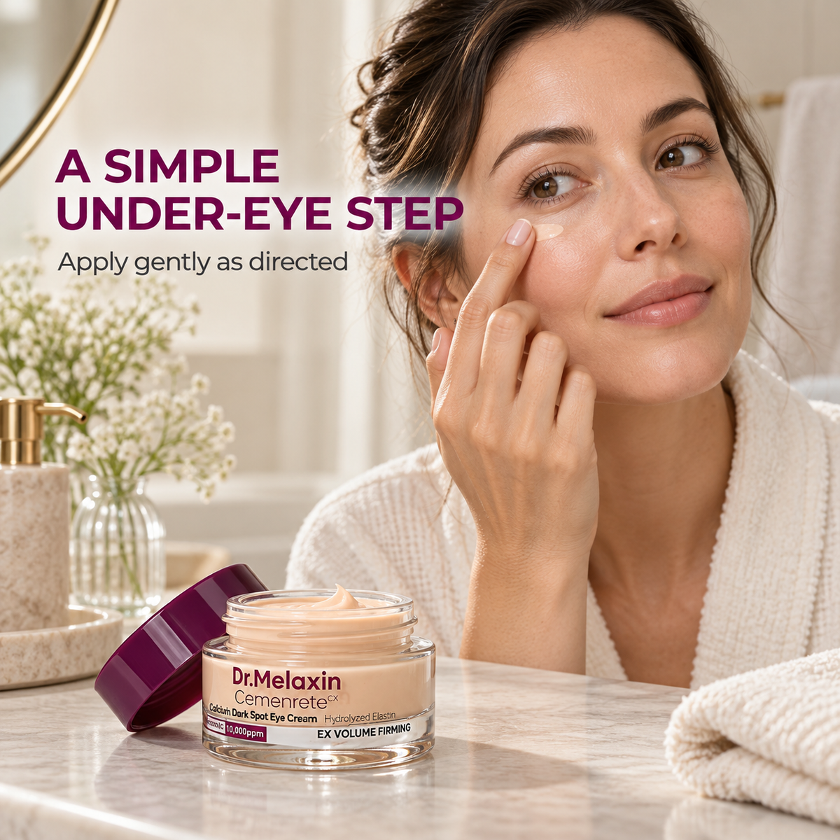 Calcium Dark Spot Eye Cream, Peach-Tinted Under-Eye Cream with Niacinamide, Calcium Gluconate & Hydrolyzed Elastin, 15 g (0.52 oz)
