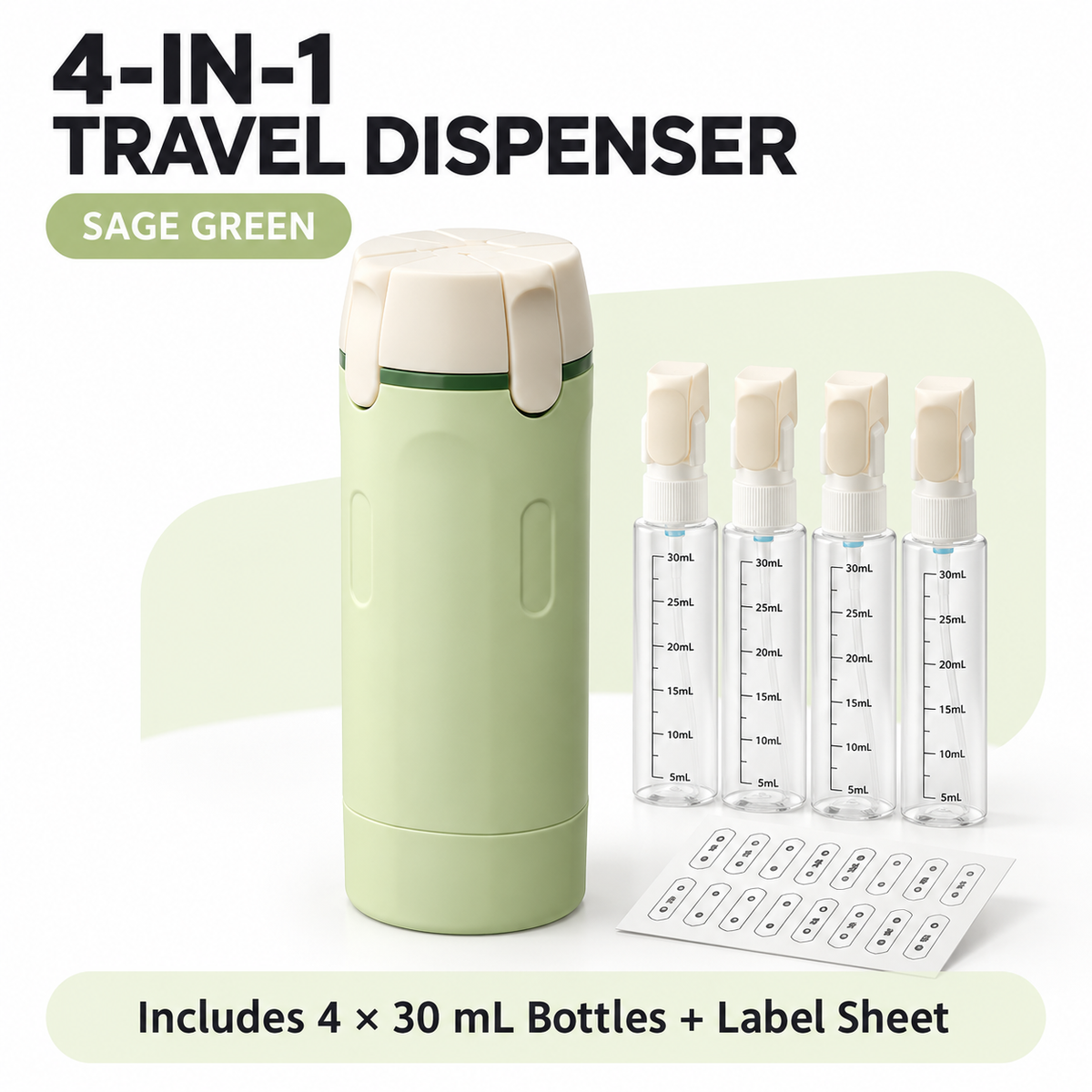 4-in-1 Travel Toiletry Dispenser Bottle Set