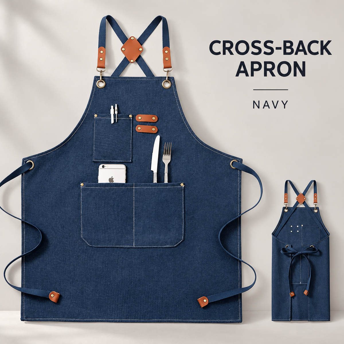 Cross-Back Multi-Pocket Apron