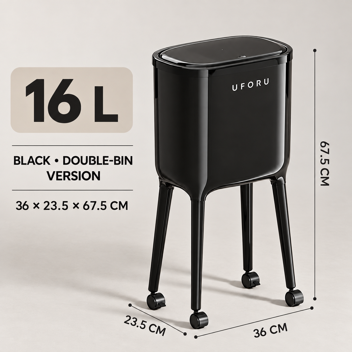 UFORU 16 L Raised Rolling Kitchen Bin