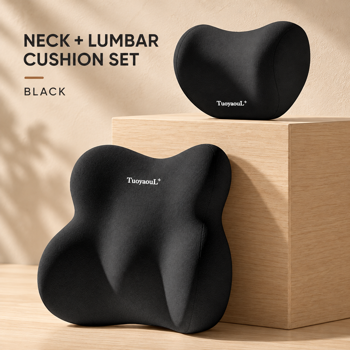 Contoured Car Neck and Lumbar Cushion Set