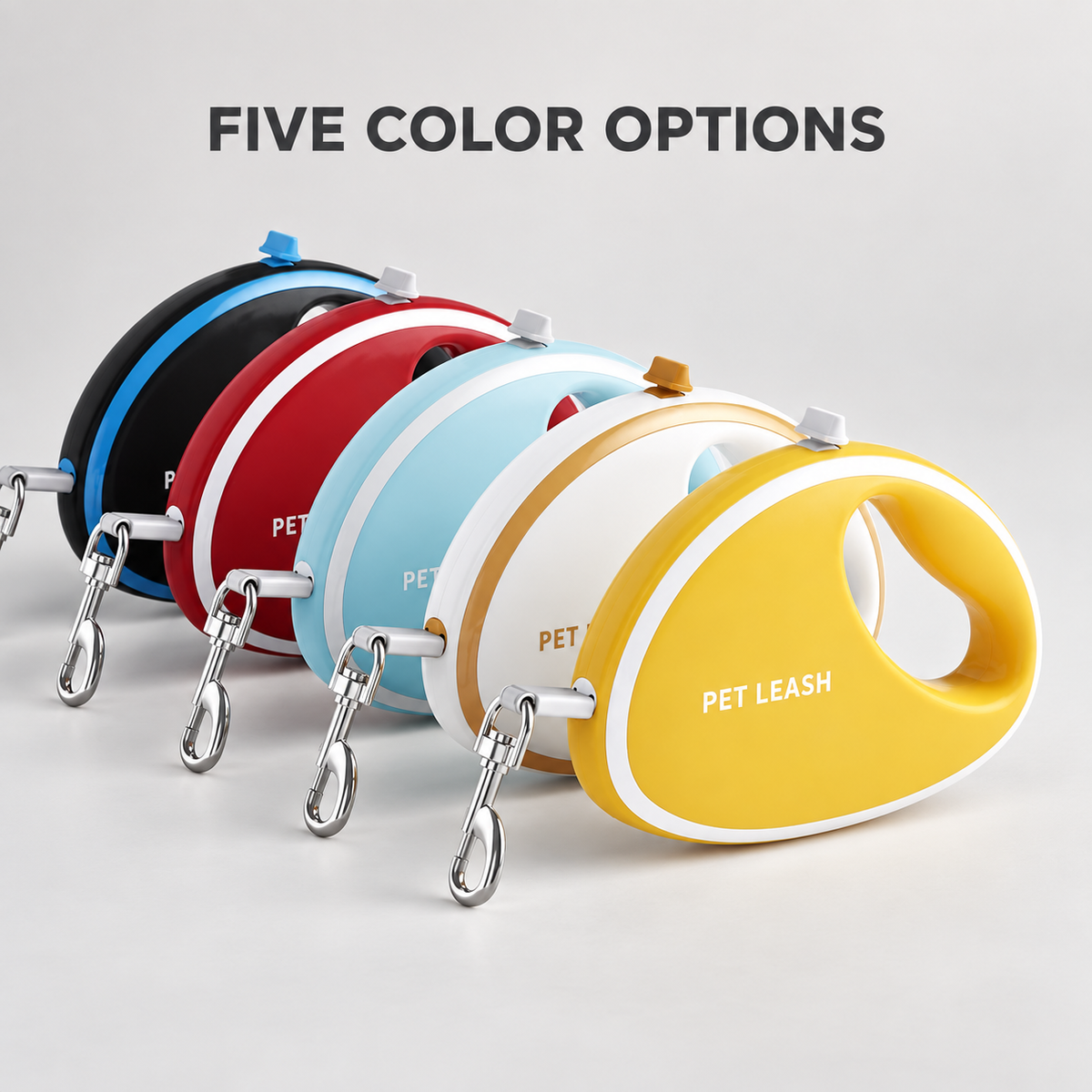 Retractable Dog Leash with Reflective-Edge Tape and Metal Swivel Clip
