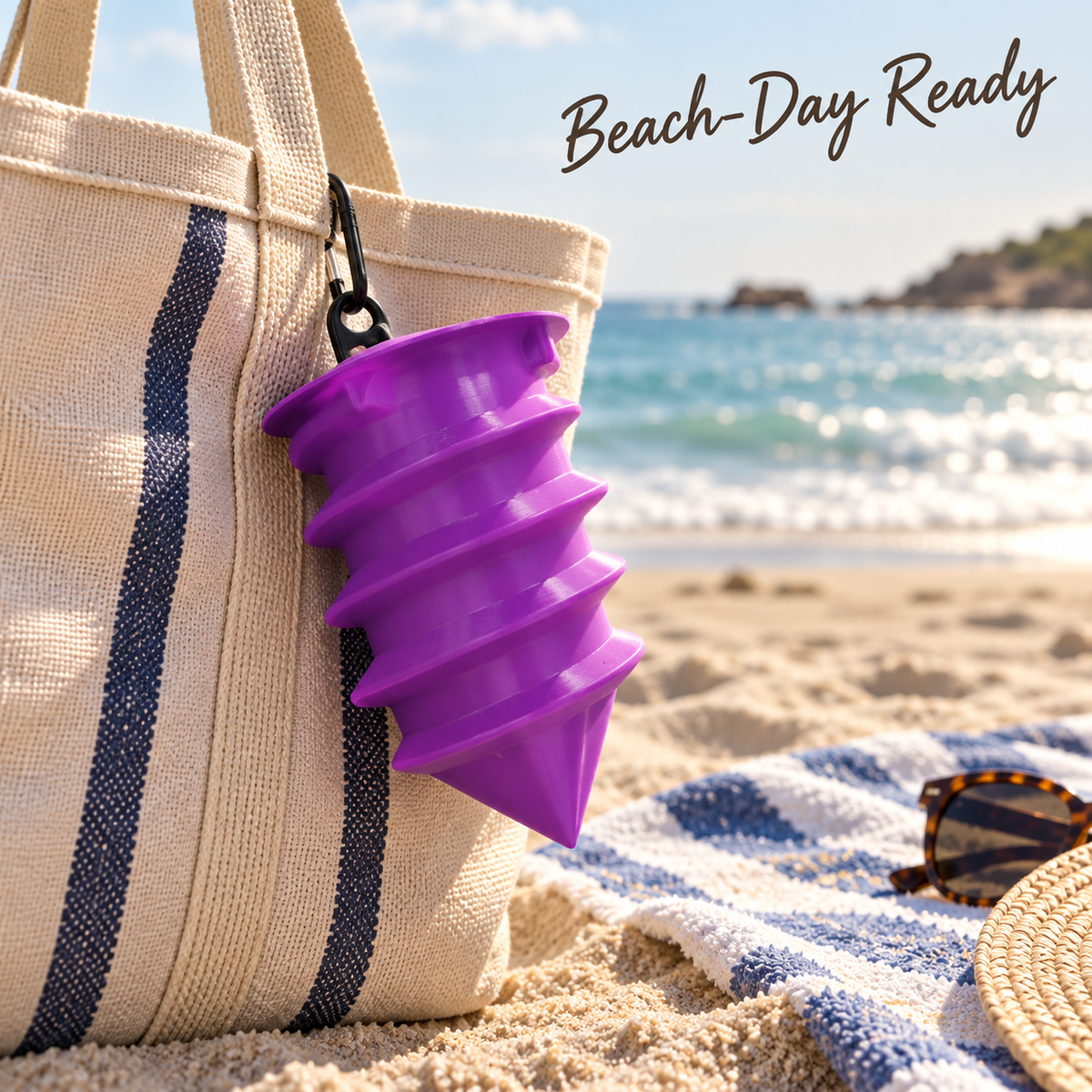 Collapsible Silicone Outdoor Cup, Portable Hanging Travel Container with Clip and Folding Accordion Design, Compact Camping Beach and Hiking Essential