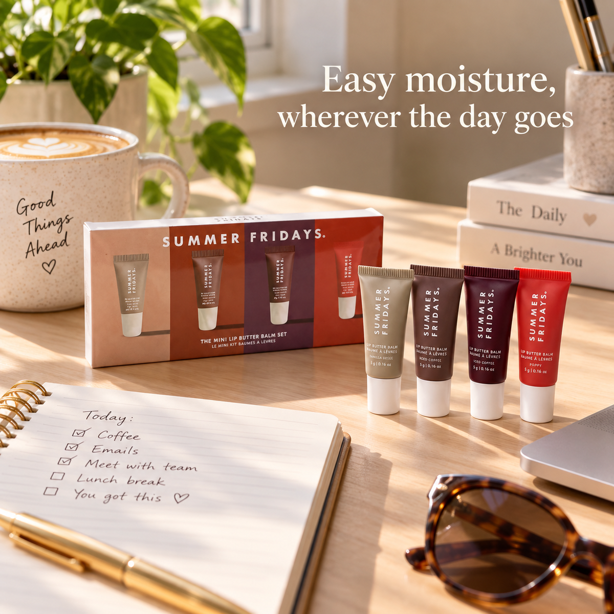 Mini Lip Butter Balm Set, Tinted Lip Moisturizer Gift Set, Portable Lip Care Collection with 68.2 mm Long and 54.7 mm Short Tube Formats