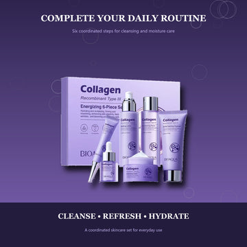 Recombinant Type III Collagen 6-Piece Skincare Set – Cleanser, Toner, Serum, Lotion, Face Cream and Eye Cream