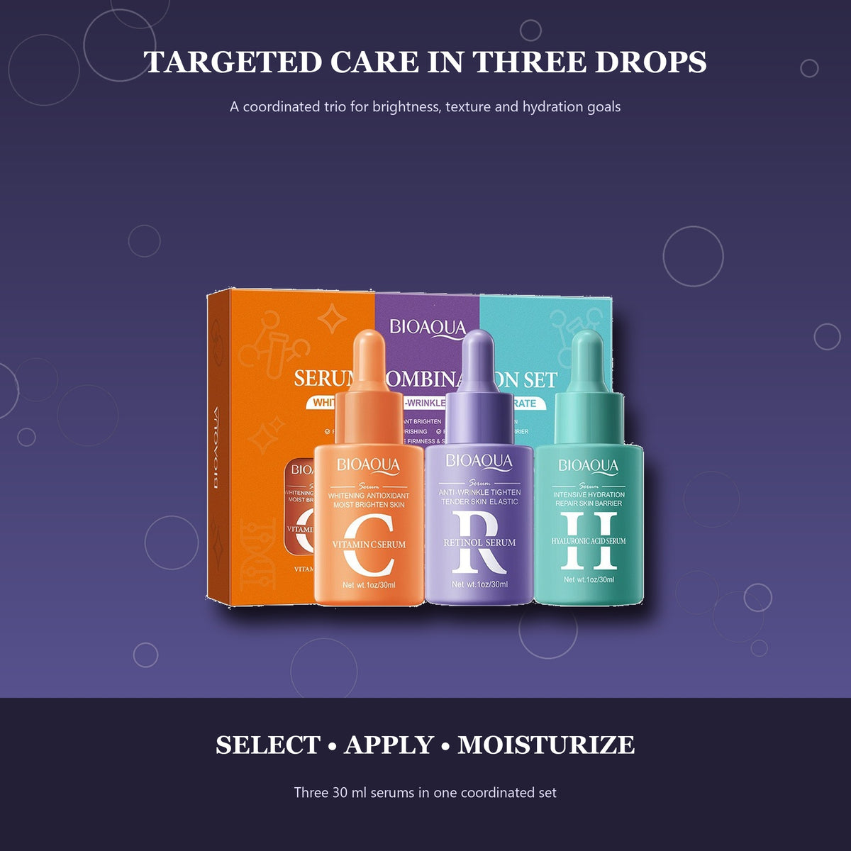 3-Piece Facial Serum Combination Set, 30 ml Each — Choose Your Serum Trio