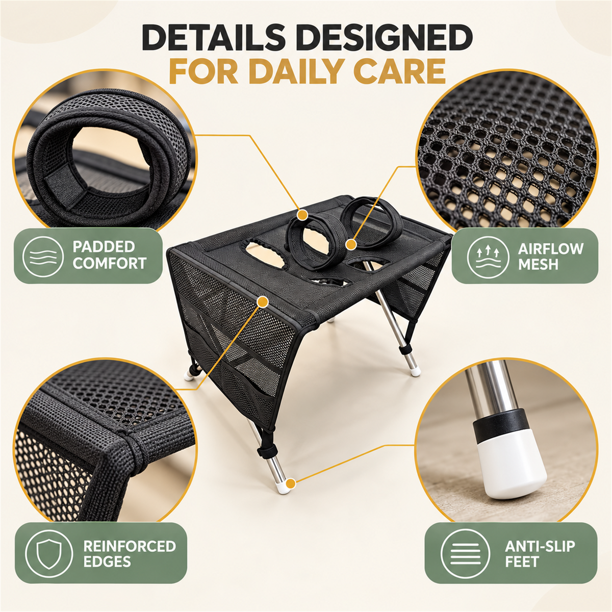 Foldable Pet Grooming Care Table with Padded Restraint Collars